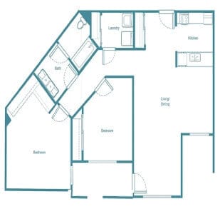 Architectural floor plan of a resident unit