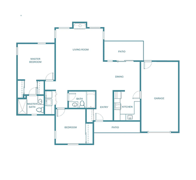 Architectural floor plan of a residential layout