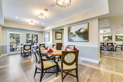 Dining room with elegant decor and table settings