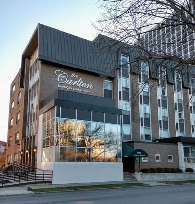 Exterior view of The Carlton facility building