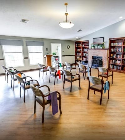 Activity room set up for a group event