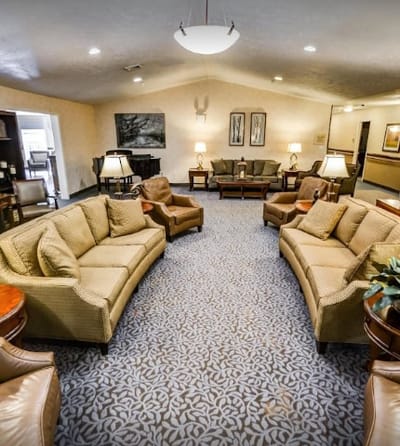 Cozy common area with comfortable seating and soft lighting