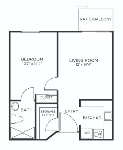 Architectural floor plan of a resident unit