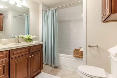 Bright bathroom interior with modern fixtures