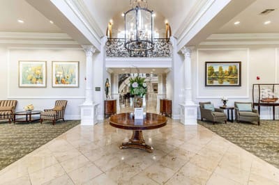 Interior view of the lobby with decorative elements