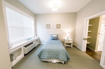 Bright and simple interior of a resident room