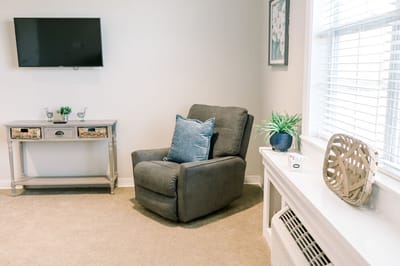 Cozy chair in a well-lit common area
