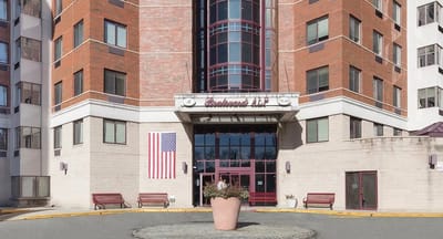Front entrance of Brooklyn Boulevard ALP with American flag