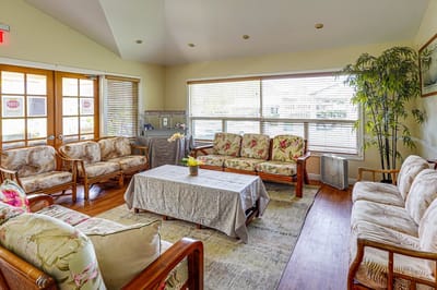 Bright common area with comfortable seating