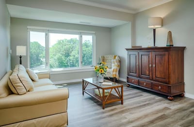 Bright and inviting interior lounge area with modern decor