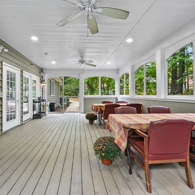Interior common area with tables and chairs