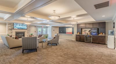 Common area with seating and coffee station