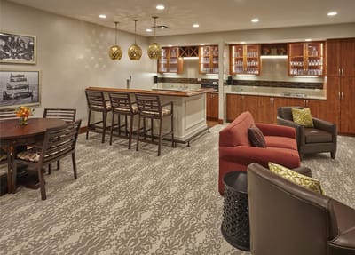 Common area with seating and kitchenette