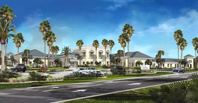 Exterior view of Market Street Residence with palm trees