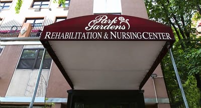 Entrance of Park Gardens Rehabilitation Center under a canopy