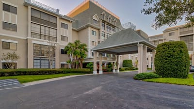 Exterior view of Regency Oaks entrance and landscaping