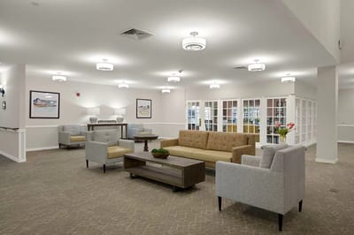 Spacious common area with seating arrangements