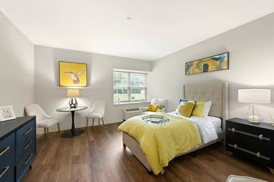 Bright and inviting interior of a resident room