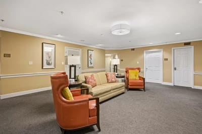 A cozy lounge area with comfortable seating