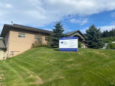 Exterior of South Peninsula Hospital building with signage