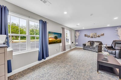 Bright interior common area with comfortable seating