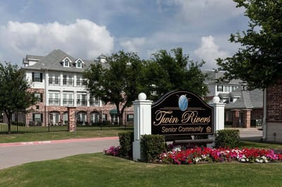 Exterior view of Twin Rivers Senior Community with landscaping