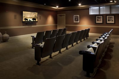 Interior view of a theater room with seating