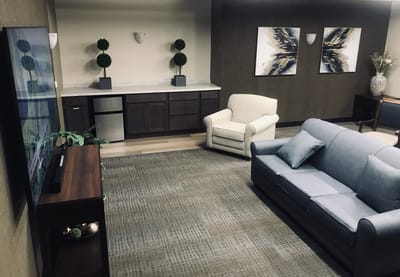 Cozy common area with seating and décor