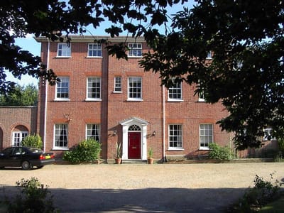 Exterior view of Lound Hall Nursing Home with entrance