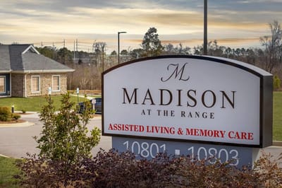 Exterior view of Madison at The Range facility sign