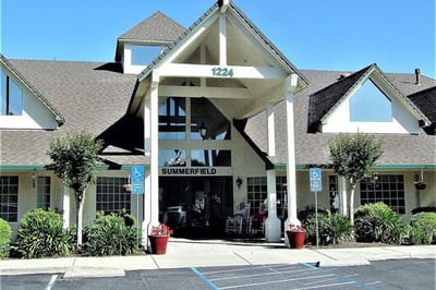 Exterior view of Summerfield Senior Living facility entrance