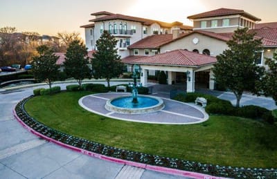 Exterior view of Conservatory at Plano with fountain