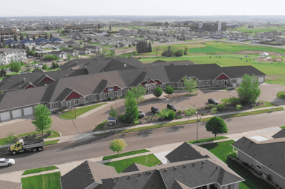 Aerial view of Good Samaritan Society facility surrounded by landscape