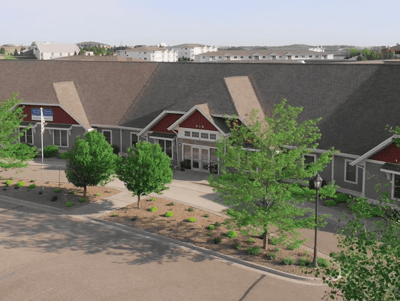 Exterior view of the facility with surrounding landscaping