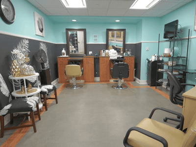 Interior view of a beauty salon facility