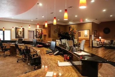 Interior view of the facility's reception area with seating