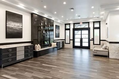 Bright and modern lobby area of a senior living facility