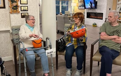 Residents engaging in a Halloween activity