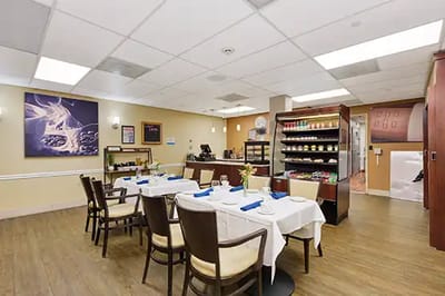 Bright dining area set for a meal