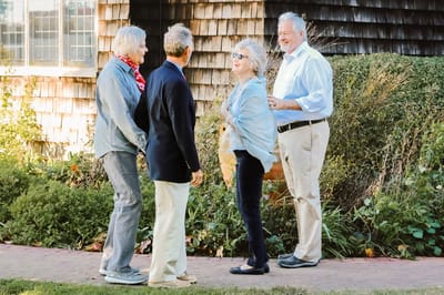 Group of residents interacting in a garden