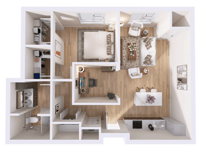 Aerial view of a modern interior layout