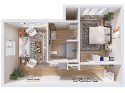 Architectural floor plan of a resident unit