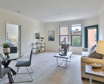 Bright and welcoming interior living space with furnishings