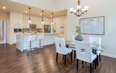 Bright, modern dining area with a sleek design