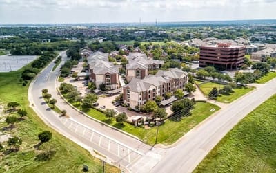 Aerial view of the assisted living facility and surrounding area