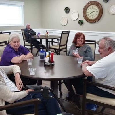 Residents socializing in a common area