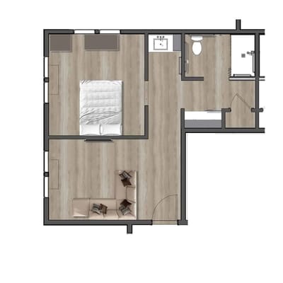 Architectural floor plan of a resident unit