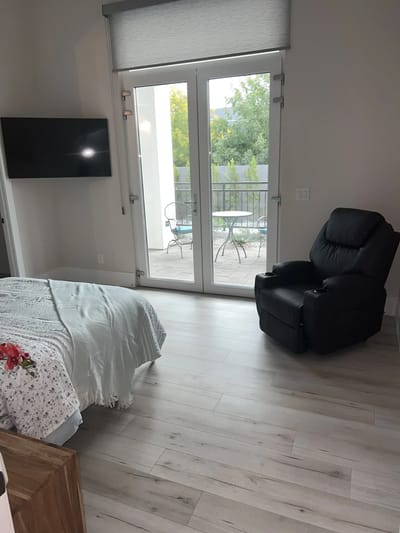 Cozy resident room with patio view