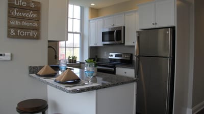 Modern kitchen with granite countertops