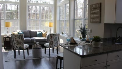 Bright, cozy common area with comfortable seating